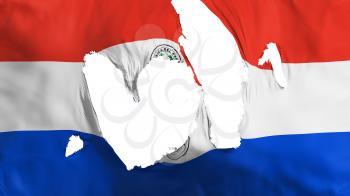 Ragged Paraguay flag, white background, 3d rendering