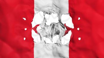 Holes in Peru flag, white background, 3d rendering