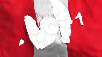 Ragged Peru flag, white background, 3d rendering