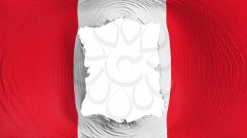 Square hole in the Peru flag, white background, 3d rendering