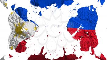 Scattered Philippines flag, white background, 3d rendering