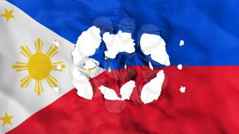 Holes in Philippines flag, white background, 3d rendering
