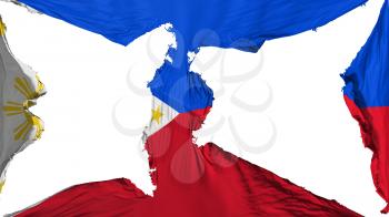 Destroyed Philippines flag, white background, 3d rendering