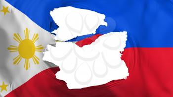 Tattered Philippines flag, white background, 3d rendering