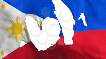 Ragged Philippines flag, white background, 3d rendering