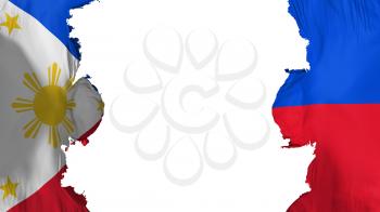 Blasted Philippines flag, against white background, 3d rendering