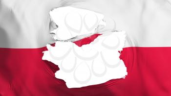 Tattered Poland flag, white background, 3d rendering
