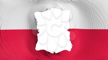 Square hole in the Poland flag, white background, 3d rendering