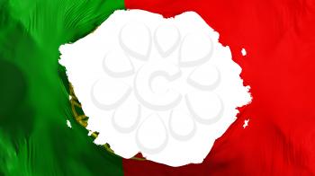 Broken Portugal flag, white background, 3d rendering
