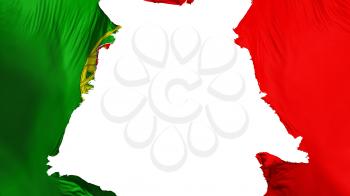 Portugal flag ripped apart, white background, 3d rendering