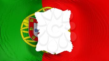 Square hole in the Portugal flag, white background, 3d rendering
