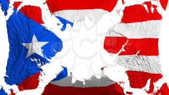 Puerto Rico torn flag fluttering in the wind, over white background, 3d rendering