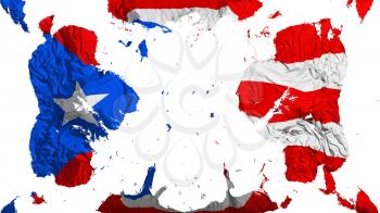 Scattered Puerto Rico flag, white background, 3d rendering