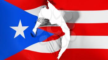 Damaged Puerto Rico flag, white background, 3d rendering