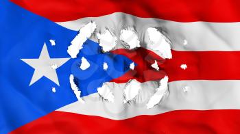 Puerto Rico flag with a small holes, white background, 3d rendering