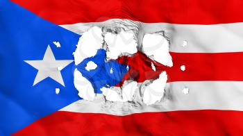 Holes in Puerto Rico flag, white background, 3d rendering