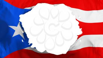 Broken Puerto Rico flag, white background, 3d rendering
