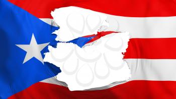 Tattered Puerto Rico flag, white background, 3d rendering