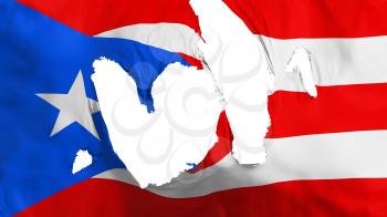 Ragged Puerto Rico flag, white background, 3d rendering