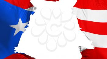 Puerto Rico flag ripped apart, white background, 3d rendering