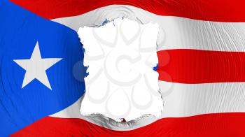 Square hole in the Puerto Rico flag, white background, 3d rendering
