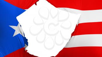 Cracked Puerto Rico flag, white background, 3d rendering