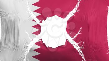 Qatar flag with a hole, white background, 3d rendering