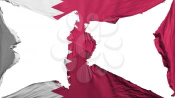 Destroyed Qatar flag, white background, 3d rendering