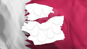 Tattered Qatar flag, white background, 3d rendering