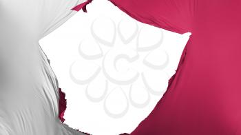 Cracked Qatar flag, white background, 3d rendering