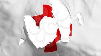 Ragged Red Cross flag, white background, 3d rendering