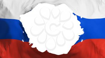 Broken Russia flag, white background, 3d rendering