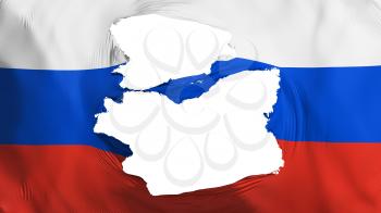 Tattered Russia flag, white background, 3d rendering