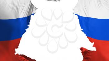 Russia flag ripped apart, white background, 3d rendering