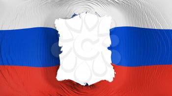 Square hole in the Russia flag, white background, 3d rendering