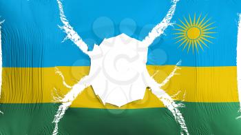 Rwanda flag with a hole, white background, 3d rendering