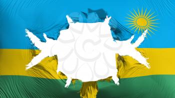 Rwanda flag with a big hole, white background, 3d rendering