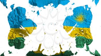 Scattered Rwanda flag, white background, 3d rendering
