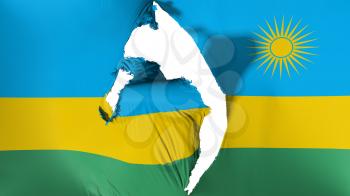 Damaged Rwanda flag, white background, 3d rendering