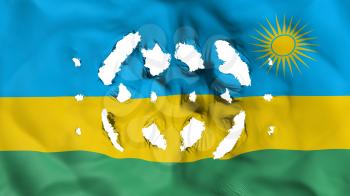 Rwanda flag with a small holes, white background, 3d rendering