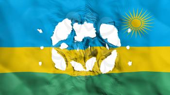 Holes in Rwanda flag, white background, 3d rendering