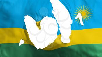 Ragged Rwanda flag, white background, 3d rendering
