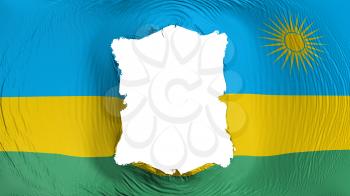 Square hole in the Rwanda flag, white background, 3d rendering