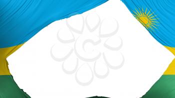 Divided Rwanda flag, white background, 3d rendering
