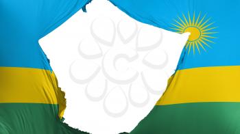 Cracked Rwanda flag, white background, 3d rendering