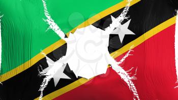 Saint Kitts and Nevis flag with a hole, white background, 3d rendering