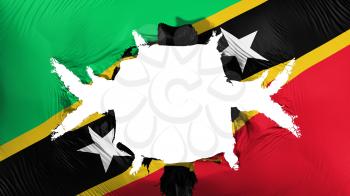 Saint Kitts and Nevis flag with a big hole, white background, 3d rendering