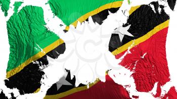 Saint Kitts and Nevis torn flag fluttering in the wind, over white background, 3d rendering