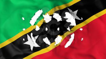Saint Kitts and Nevis flag with a small holes, white background, 3d rendering