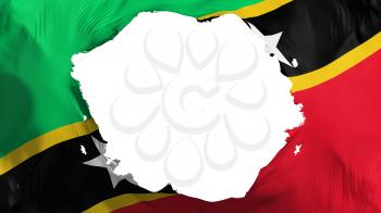 Broken Saint Kitts and Nevis flag, white background, 3d rendering